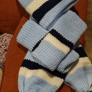 Blue and White Knitted Winter Set